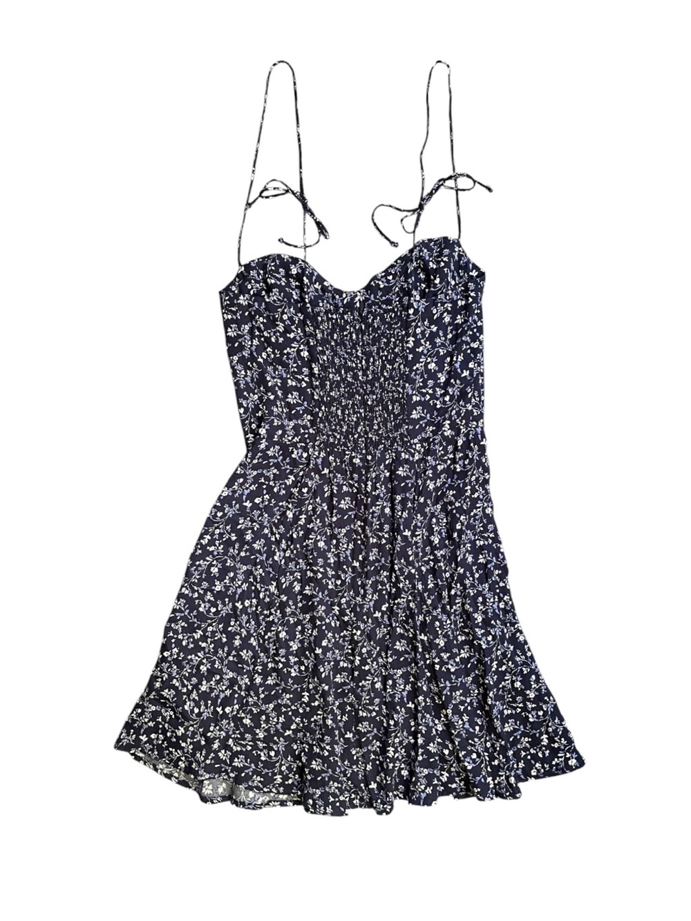 Reformation Saskia Navy Blue/White Floral Slip Mini Dress, sz 0 - Picture 5 of 10